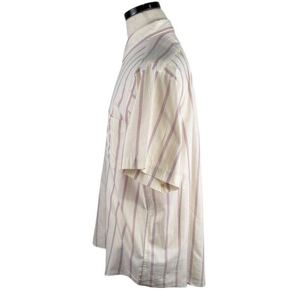 Evan Picone Vintage 80's Short Sleeve Striped Button Down Shirt Mens XL White - Picture 2 of 9